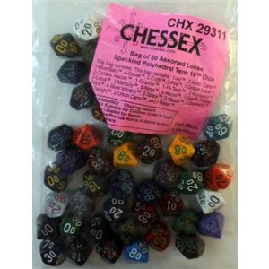 Chessex Speckled Bags of 50 Asst. Dice - Loose Speckled Poly Tens 10 Dice-29311