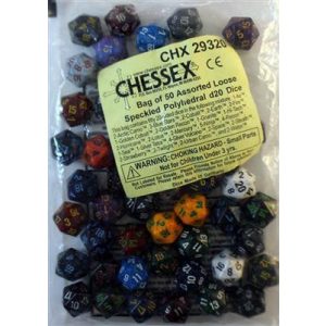 Chessex Speckled Bags of 50 Asst. Dice - Loose Speckled Polyhedral d20 Dice-29320