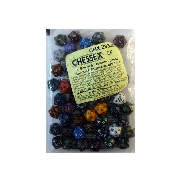 Chessex Speckled Bags of 50 Asst. Dice - Loose Speckled Polyhedral d20 Dice-29320