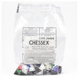 Chessex Opaque Bags of 50 Asst. Dice - Loose Opaque Polyhedral d4 Dice-29404