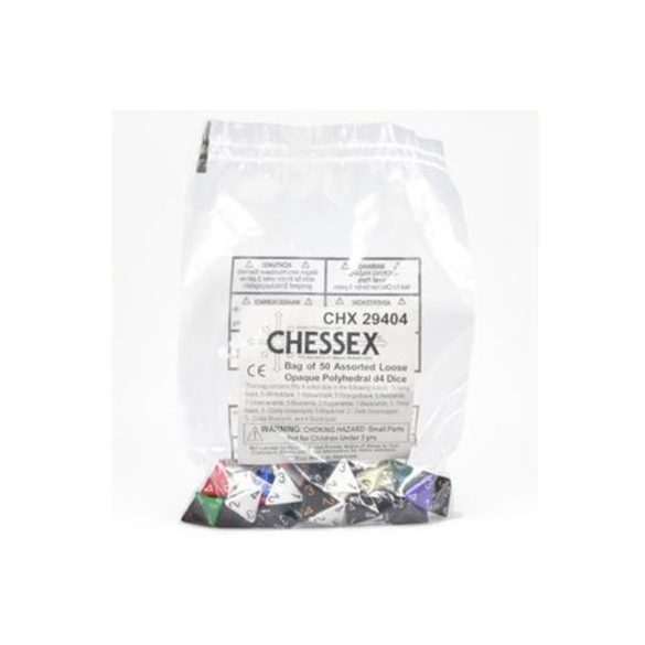 Chessex Opaque Bags of 50 Asst. Dice - Loose Opaque Polyhedral d4 Dice-29404