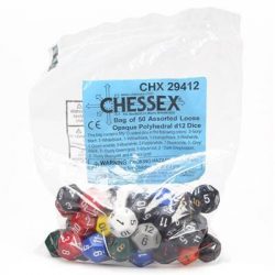 Chessex Opaque Bags of 50 Asst. Dice - Loose Opaque Polyhedral d12 Dice-29412