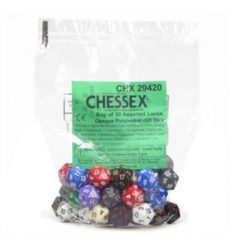 Chessex Opaque Bags of 50 Asst. Dice - Loose Opaque Polyhedral d20 Dice-29420