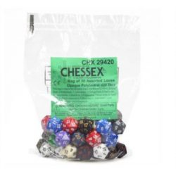 Chessex Opaque Bags of 50 Asst. Dice - Loose Opaque Polyhedral d20 Dice-29420