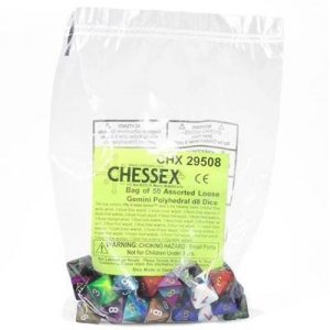 Chessex Gemini Bags of 50 Asst. Dice - Loose Gemini Poly. d8 Dice-29508