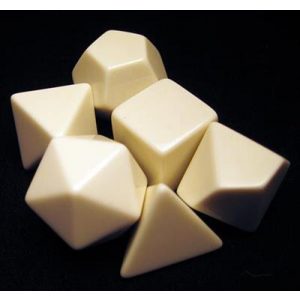 Chessex Opaque Polyhedral Set of 6 blank dice - Opaque Polyhedral White Set of 6 blank dice-29030