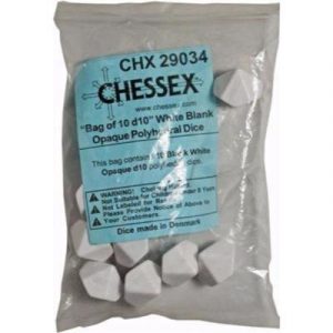 Chessex Opaque Polyhedral Bag of 10 Blank 10-sided dice-29034