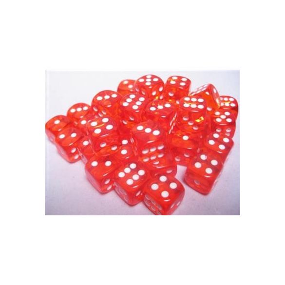 Chessex Translucent 12mm d6 with pips Dice Blocks (36 Dice) - Orange w/white-23803