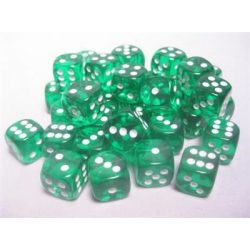 Chessex Translucent 12mm d6 with pips Dice Blocks (36 Dice) - Green w/white-23805
