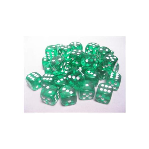 Chessex Translucent 12mm d6 with pips Dice Blocks (36 Dice) - Green w/white-23805