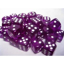 Chessex Translucent 12mm d6 with pips Dice Blocks (36 Dice) - Purple w/white-23807