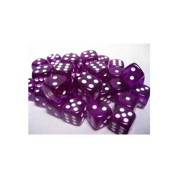 Chessex Translucent 12mm d6 with pips Dice Blocks (36 Dice) - Purple w/white-23807