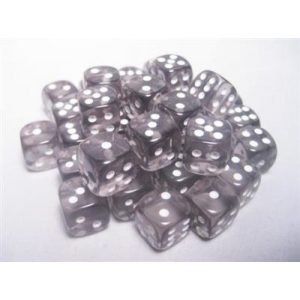 Chessex Translucent 12mm d6 with pips Dice Blocks (36 Dice) - Smoke w/white-23808