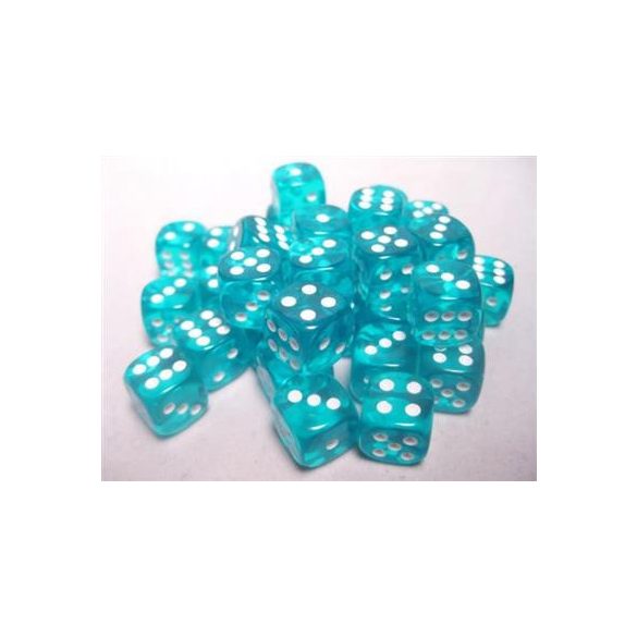 Chessex Translucent 12mm d6 with pips Dice Blocks (36 Dice) - Teal w/white-23815