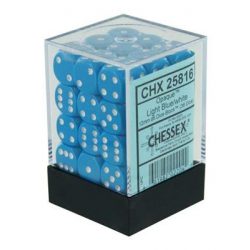 Chessex Opaque 12mm d6 with pips Dice Blocks (36 Dice) - Light Blue w/white-25816