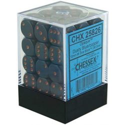 Chessex Opaque 12mm d6 with pips Dice Blocks (36 Dice) - Dusty Blue w/gold-25826