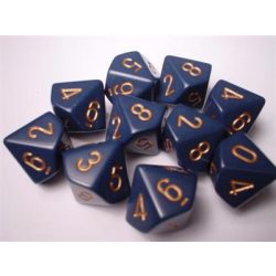 Chessex Opaque Polyhedral Ten d10 Set - Dusty Blue/gold-25226