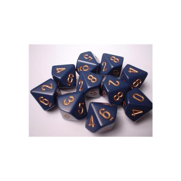 Chessex Opaque Polyhedral Ten d10 Set - Dusty Blue/gold-25226
