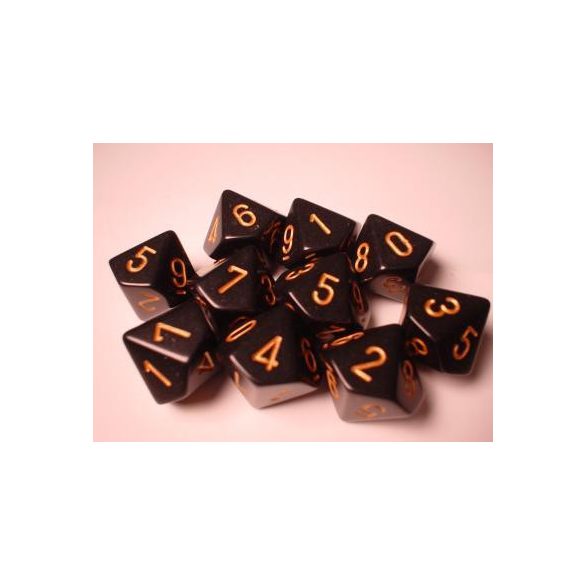 Chessex Opaque Polyhedral Ten d10 Set - Black/gold-25228