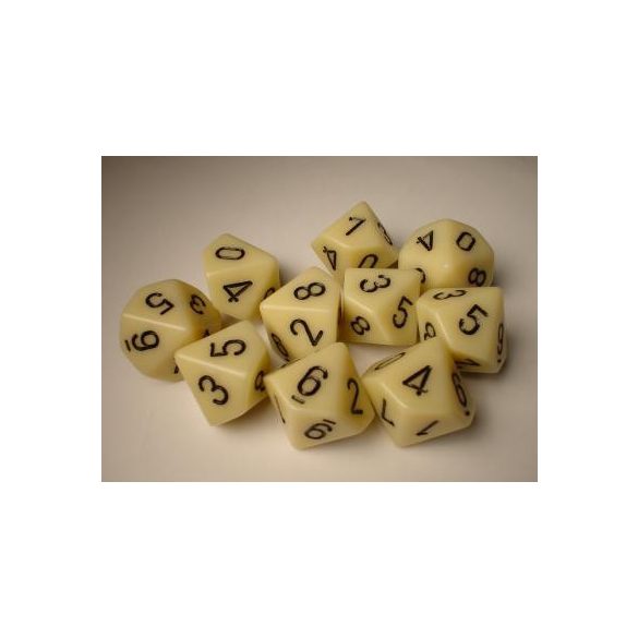 Chessex Opaque Polyhedral Ten d10 Set - Ivory/black-26200