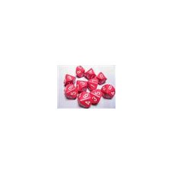 Chessex Opaque Polyhedral Ten d10 Set - Red/white-26204