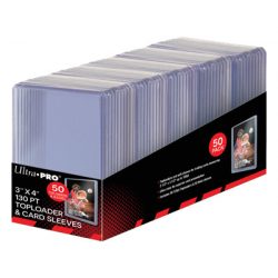 UP - 3" X 4" Super Thick 130PT Toploader with Thick Card Sleeves 50ct-15285