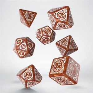 Steampunk Clockwork Caramel & White Dice Set (7)-SSTC03