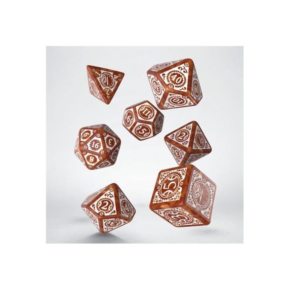 Steampunk Clockwork Caramel & White Dice Set (7)-SSTC03