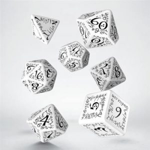 Elvish White & black Dice Set (7)-SELV02