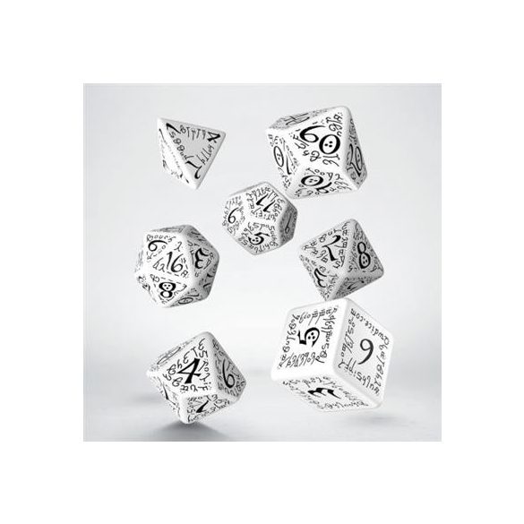 Elvish White & black Dice Set (7)-SELV02