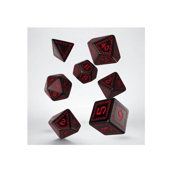 Runic Black & red Dice Set (7)-SRUN06