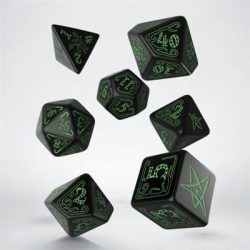Call of Cthulhu Black & green Dice Set (7)-SCTH02