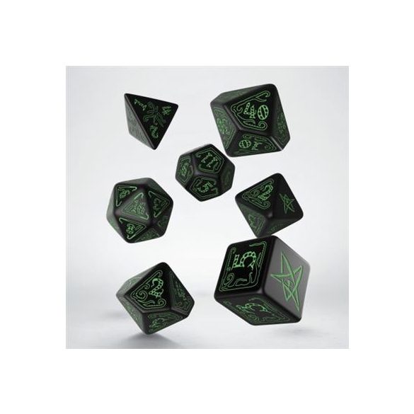 Call of Cthulhu Black & green Dice Set (7)-SCTH02