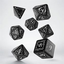 Elvish Black & white Dice Set (7)-SELV01