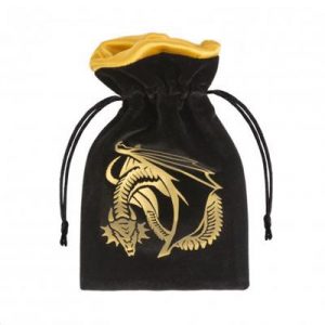 Dragon Black & golden Velour Dice Bag-BDRA201