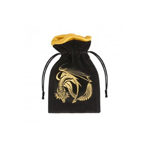 Dragon Black & golden Velour Dice Bag-BDRA201