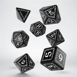 Runic Black & white Dice Set (7)-SRUN01