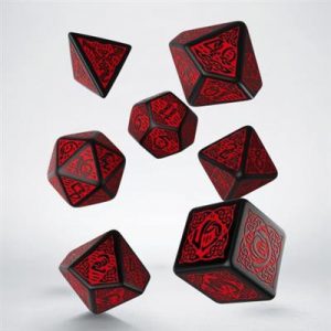 Celtic 3D Revised Black & red Dice Set (7)-SCER06