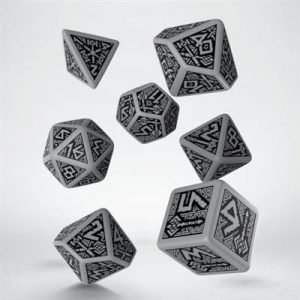 Dwarven Gray & black Dice Set (7)-SDWA03