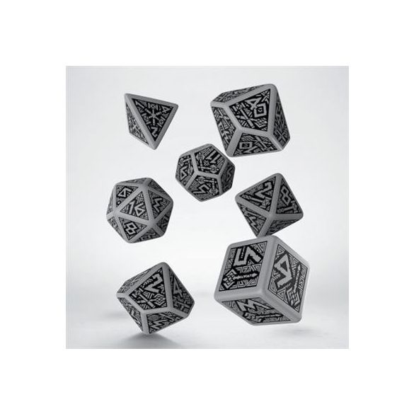 Dwarven Gray & black Dice Set (7)-SDWA03