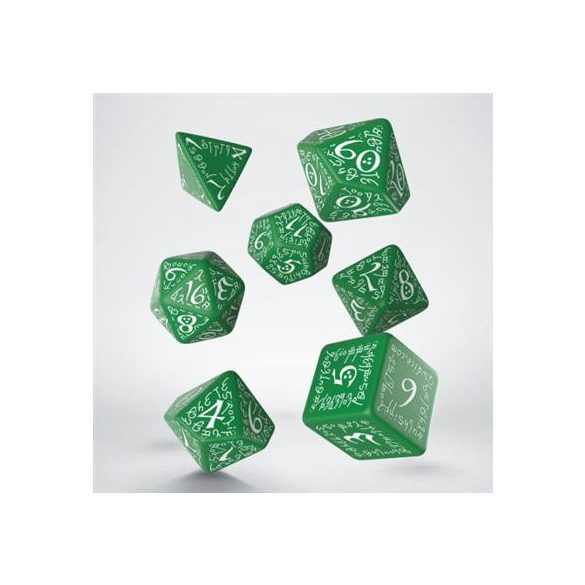 Elvish Green & white Dice Set (7)-SELV03
