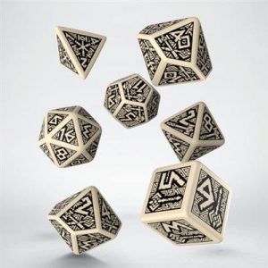 Dwarven Beige & black Dice Set (7)-SDWA01