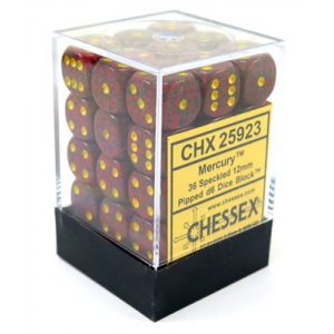 Chessex Speckled 12mm d6 Dice Blocks with Pips (36 Dice) - Mercury-25923