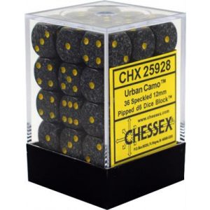 Chessex Speckled 12mm d6 Dice Blocks with Pips (36 Dice) - Urban Camo-25928