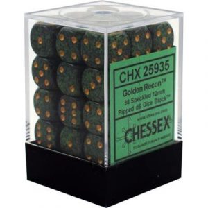 Chessex Speckled 12mm d6 Dice Blocks with Pips (36 Dice) - Golden Recon-25935