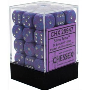 Chessex Speckled 12mm d6 Dice Blocks with Pips (36 Dice) - Silver Tetra-25947