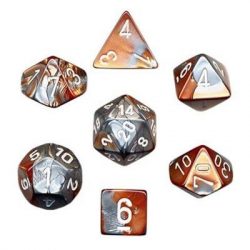 Chessex Gemini Polyhedral 7-Die Set - Copper-Steel w/white-26424
