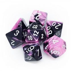 Chessex Gemini Polyhedral 7-Die Set - Black-Pink w/white-26430