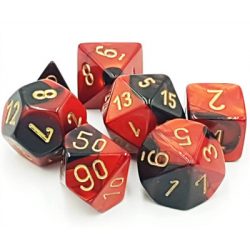 Chessex Gemini Polyhedral 7-Die Set - Black-Red w/gold-26433