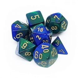 Chessex Gemini Polyhedral 7-Die Set - Blue-Green w/gold-26436